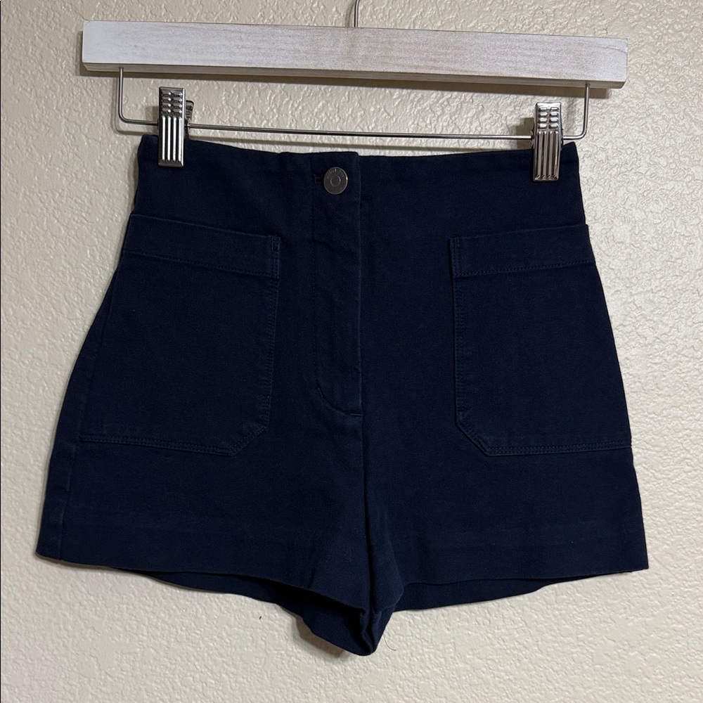 Aritzia Wilfred High Waist Navy Shorts